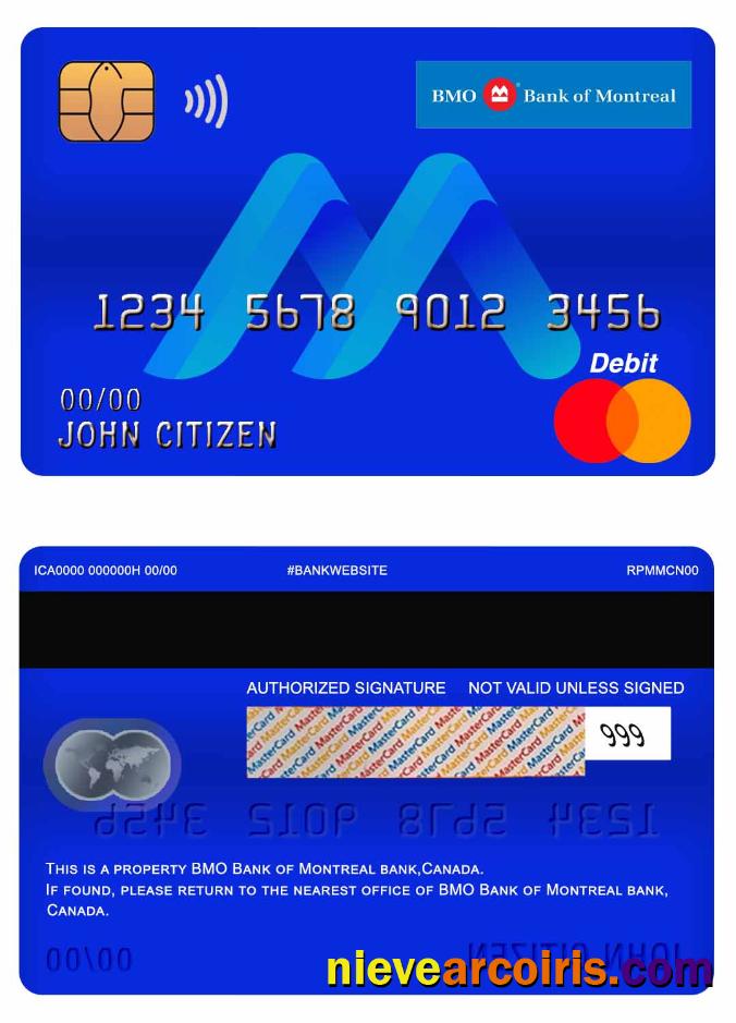 Canada BMO Bank of Montreal bank master debit card